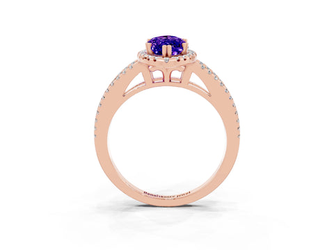Rose gold Marquise Cut Tanzanite Halo Split Shank Engagement Ring_15