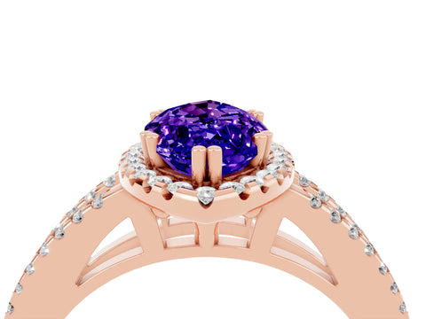 Rose gold Marquise Cut Tanzanite Halo Split Shank Engagement Ring_16