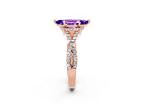 Rose gold Marquise Cut Tanzanite Halo Twist Band Solitaire Prong Setting Ring_2