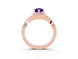 Rose gold Marquise Cut Tanzanite  Halo Twist Band Solitaire Prong Setting Ring_39