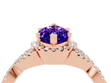Rose gold Marquise Cut Tanzanite  Halo Twist Band Solitaire Prong Setting Ring_40