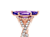 Rose gold Marquise Cut Tanzanite  Halo Twist Band Solitaire Prong Setting Ring_41