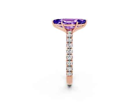 Rose gold Marquise Cut Tanzanite Pavé Solitaire Engagement Ring with Four-Prong Setting_14