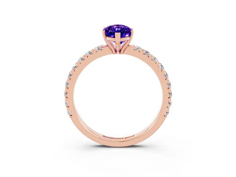 Rose gold Marquise Cut Tanzanite Pavé Solitaire Engagement Ring with Four-Prong Setting_15