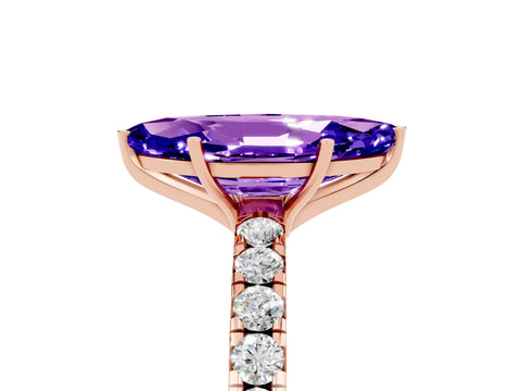 Rose gold Marquise Cut Tanzanite Pavé Solitaire Engagement Ring with Four-Prong Setting_17
