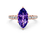Rose gold Marquise Cut Tanzanite Pavé Solitaire Ring with Round Band and Prong Setting_24