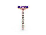 Rose gold Marquise Cut Tanzanite Pavé Solitaire Ring with Round Band and Prong Setting_26