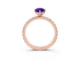 Rose gold Marquise Cut Tanzanite Pavé Solitaire Ring with Round Band and Prong Setting_27