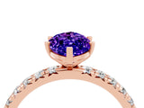 Rose gold Marquise Cut Tanzanite Pavé Solitaire Ring with Round Band and Prong Setting_28