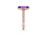 Rose gold Marquise Cut Tanzanite Pave Band Solitaire Ring with Four-Prong Setting_26