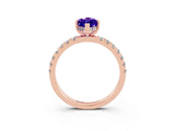 Rose gold Marquise Cut Tanzanite Pave Band Solitaire Ring with Four-Prong Setting_27