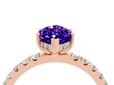 Rose gold Marquise Cut Tanzanite Pave Band Solitaire Ring with Four-Prong Setting_28