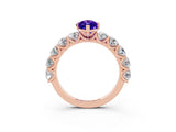 Rose gold Marquise Cut Tanzanite Prong Setting with Side Stones on a Pave Band_3