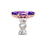 Rose gold Marquise Cut Tanzanite Prong Setting with Side Stones on a Pave Band_5