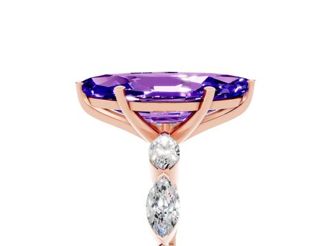 Rose gold Marquise Cut Tanzanite Ring with Marquise Side Stones and Prong Setting_5