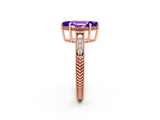 Rose gold Marquise Cut Tanzanite Ring with Milgrain Pavé Band and Four-Prong Setting_14