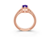 Rose gold Marquise Cut Tanzanite Ring with Milgrain Pavé Band and Four-Prong Setting_15