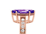 Rose gold Marquise Cut Tanzanite Ring with Milgrain Pavé Band and Four-Prong Setting_17