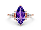 Rose gold Marquise Cut Tanzanite Ring with Side Stones and Four-Prong Setting_36