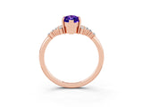 Rose gold Marquise Cut Tanzanite Ring with Side Stones and Four-Prong Setting_39