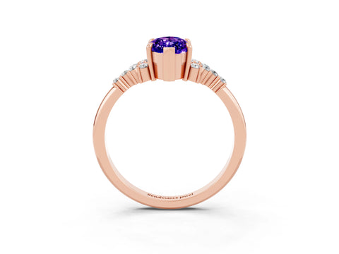 Rose gold Marquise Cut Tanzanite Ring with Side Stones and Four-Prong Setting_39