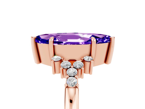 Rose gold Marquise Cut Tanzanite Ring with Side Stones and Four-Prong Setting_41