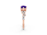 Rose gold Marquise Cut Tanzanite Scattered Round Accent Ring with Prong Setting_14