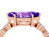 Rose gold Marquise Cut Tanzanite Scattered Round Accent Ring with Prong Setting_16