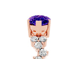 Rose gold Marquise Cut Tanzanite Scattered Round Accent Ring with Prong Setting_17