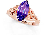 Rose gold Marquise Cut Tanzanite Solitaire Celtic Knot Ring with Four-Prong Setting_13