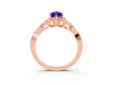 Rose gold Marquise Cut Tanzanite Solitaire Celtic Knot Ring with Four-Prong Setting_15