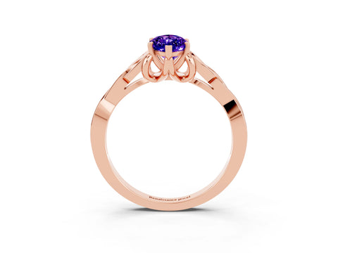 Rose gold Marquise Cut Tanzanite Solitaire Celtic Knot Ring with Four-Prong Setting_15