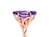 Rose gold Marquise Cut Tanzanite Solitaire Celtic Knot Ring with Four-Prong Setting_17