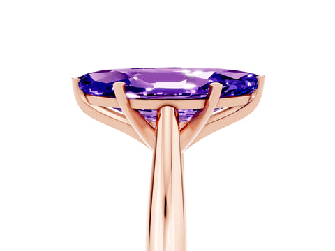 Rose gold Marquise Cut Tanzanite Solitaire Engagement Ring with Cathedral Setting and Four-Prong Mount_17