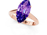 Rose gold Marquise Cut Tanzanite Solitaire Engagement Ring with Cathedral Setting and Four-Prong Mount_73
