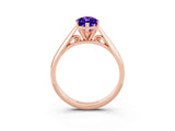 Rose gold Marquise Cut Tanzanite Solitaire Engagement Ring with Cathedral Setting and Four-Prong Mount_75