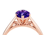 Rose gold Marquise Cut Tanzanite Solitaire Engagement Ring with Cathedral Setting and Four-Prong Mount_76
