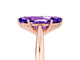 Rose gold Marquise Cut Tanzanite Solitaire Engagement Ring with Cathedral Setting and Four-Prong Mount_77