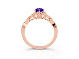 Rose gold Marquise Cut Tanzanite Solitaire Engagement Ring with Celtic Knot Band and Four-Prong Setting_3