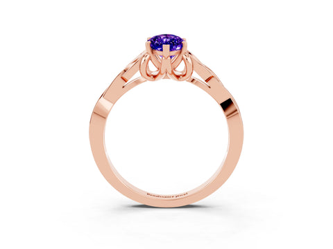 Rose gold Marquise Cut Tanzanite Solitaire Engagement Ring with Celtic Knot Band and Four-Prong Setting_3