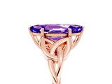 Rose gold Marquise Cut Tanzanite Solitaire Engagement Ring with Celtic Knot Band and Four-Prong Setting_5