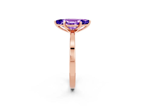 Rose gold Marquise Cut Tanzanite Solitaire Engagement Ring with Classic Band and Four-Prong Setting_26
