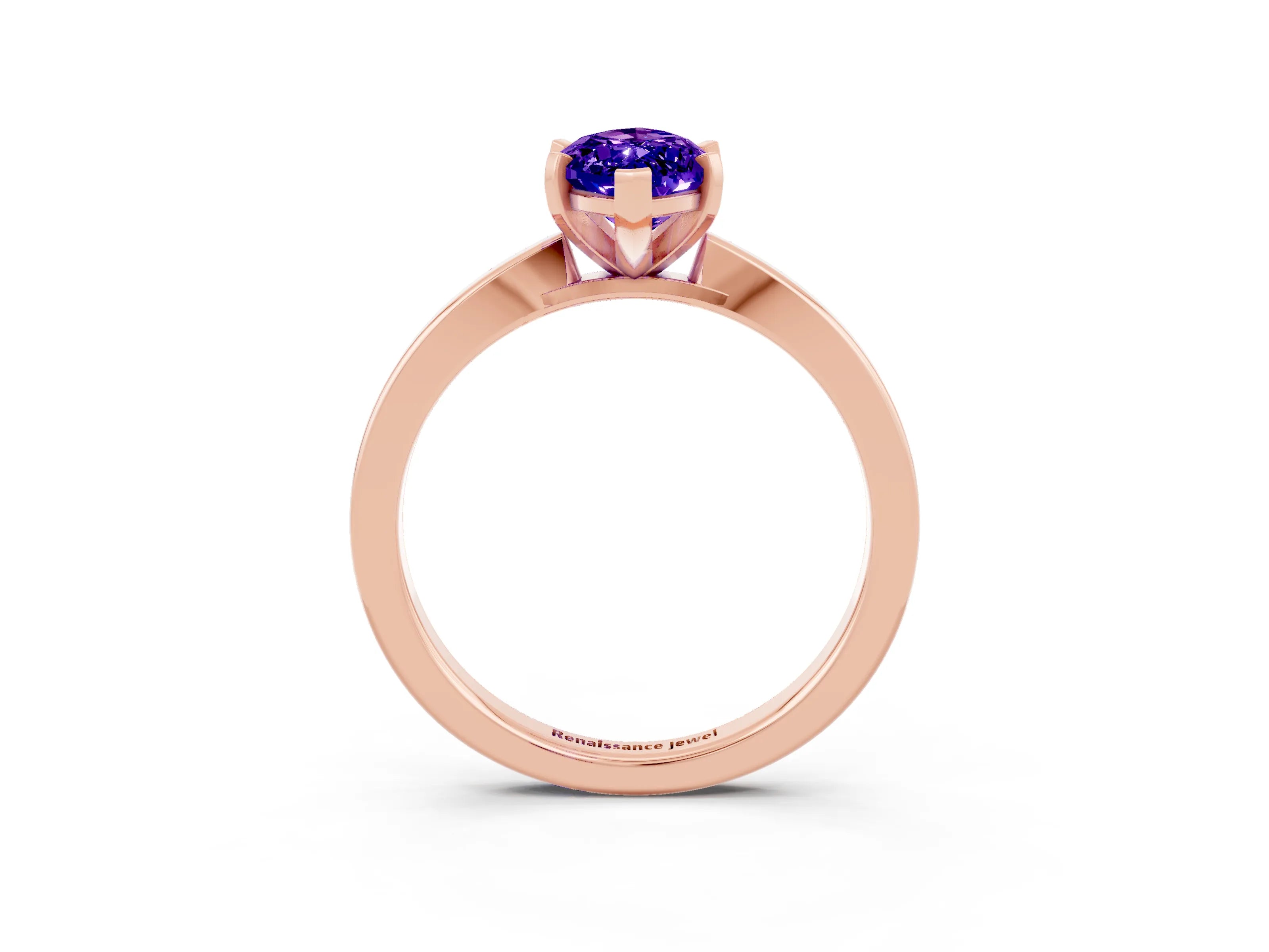 Rose gold Marquise Cut Tanzanite Solitaire Engagement Ring with Classic Band and Four-Prong Setting_27