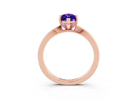 Rose gold Marquise Cut Tanzanite Solitaire Engagement Ring with Classic Band and Four-Prong Setting_27