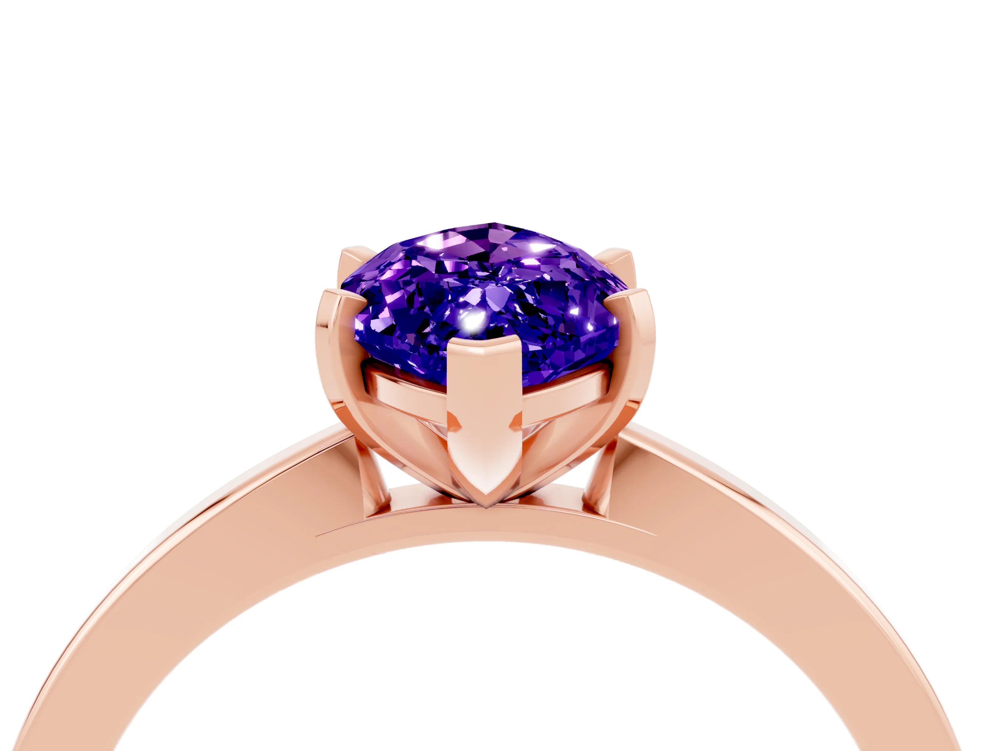 Rose gold Marquise Cut Tanzanite Solitaire Engagement Ring with Classic Band and Four-Prong Setting_28