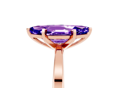 Rose gold Marquise Cut Tanzanite Solitaire Engagement Ring with Classic Band and Four-Prong Setting_29