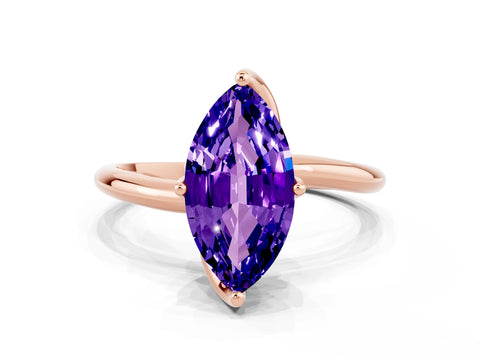 Rose gold Marquise Cut Tanzanite Solitaire Engagement Ring with Four-Prong Setting and Classic Band_12