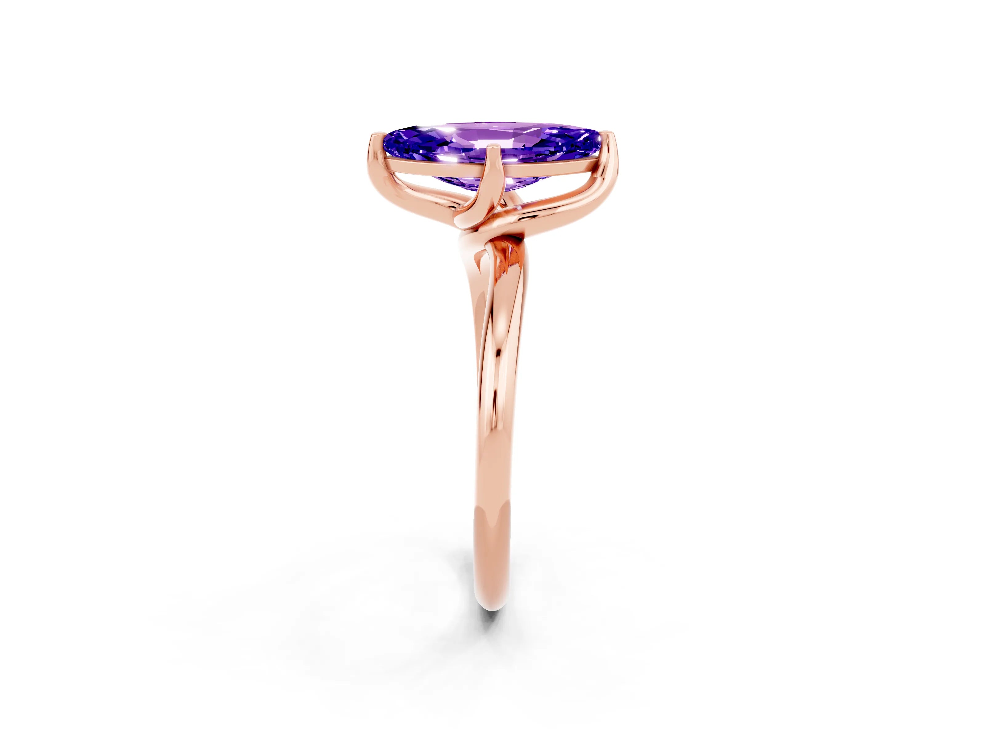 Rose gold Marquise Cut Tanzanite Solitaire Engagement Ring with Four-Prong Setting and Classic Band_14
