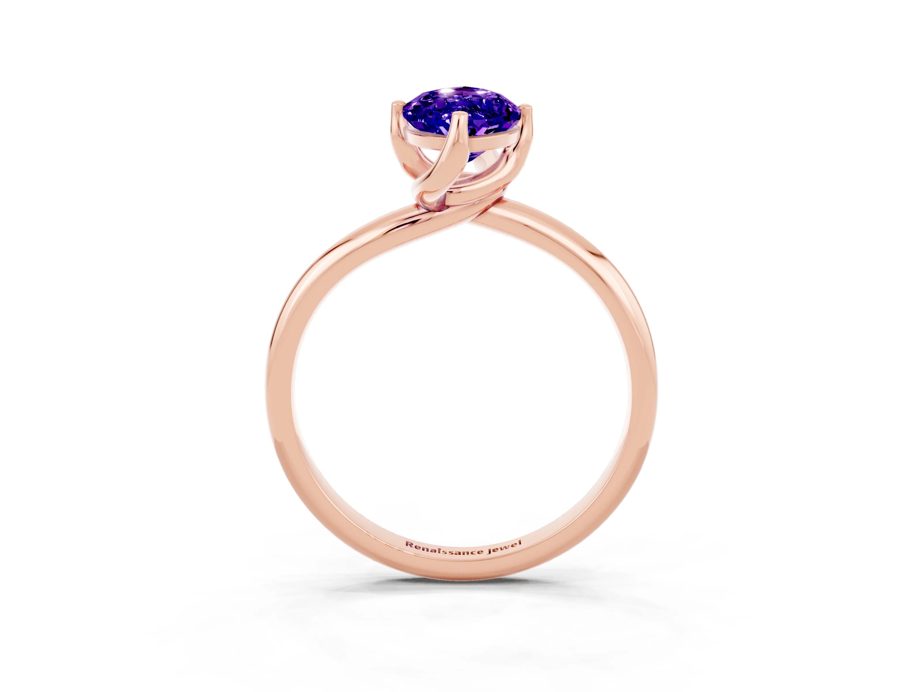 Rose gold Marquise Cut Tanzanite Solitaire Engagement Ring with Four-Prong Setting and Classic Band_15