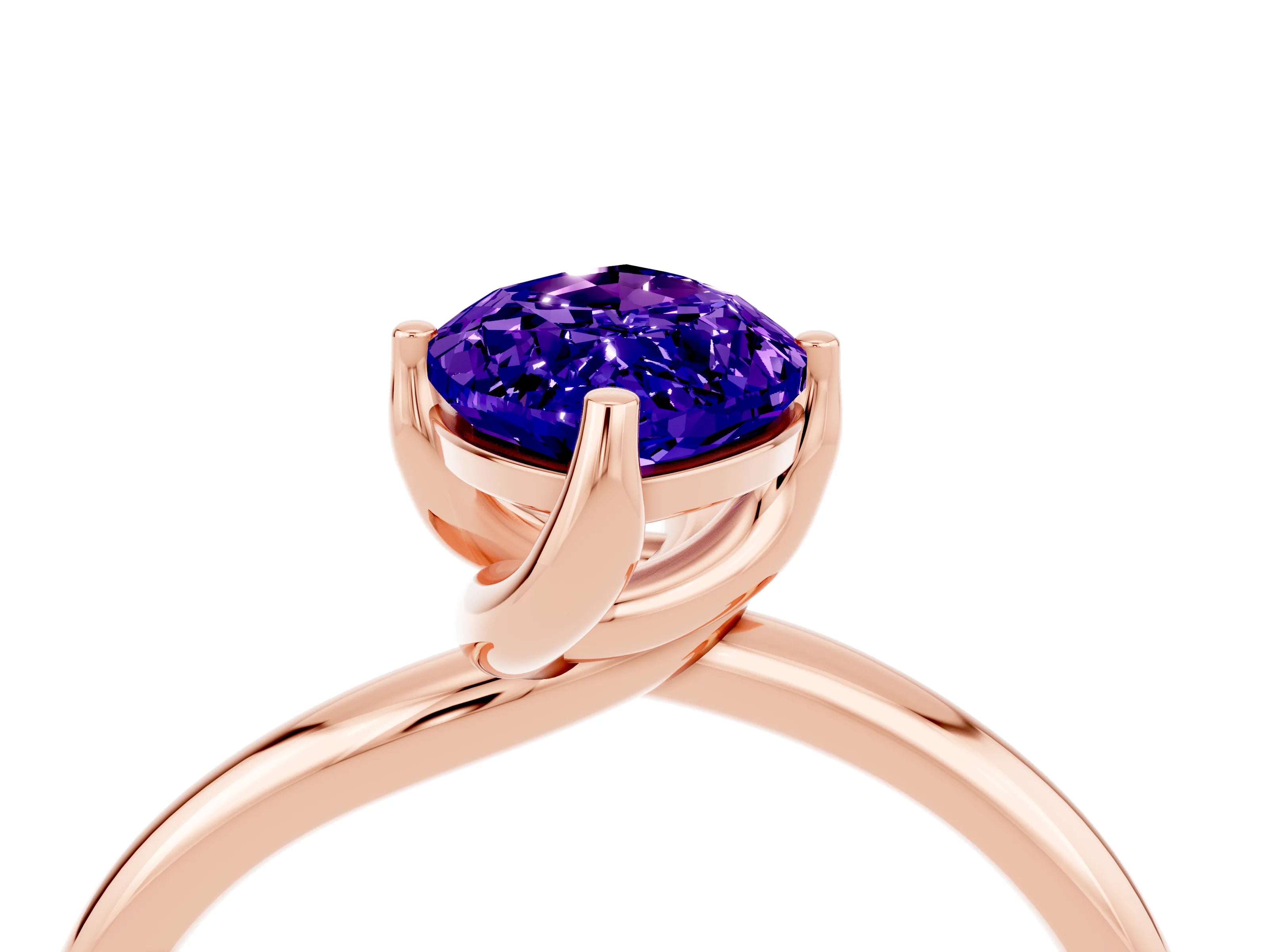 Rose gold Marquise Cut Tanzanite Solitaire Engagement Ring with Four-Prong Setting and Classic Band_16